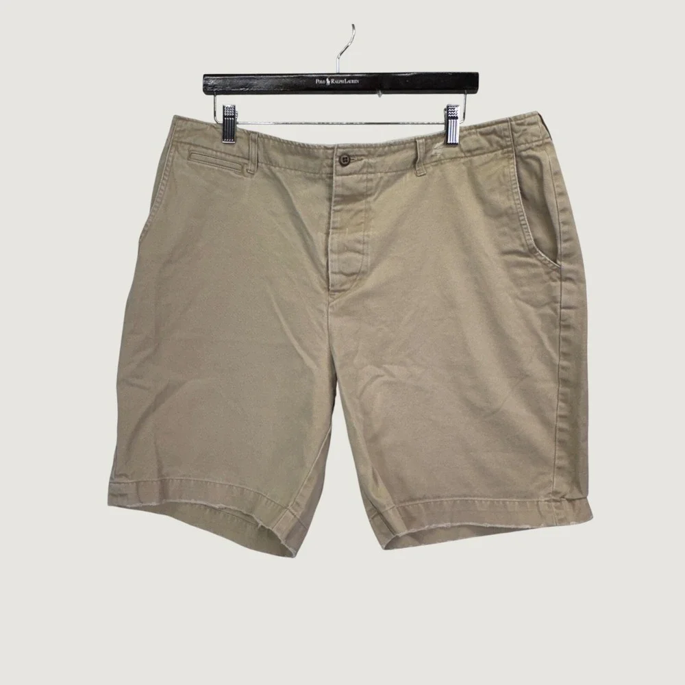 Polo Ralph Lauren Chino Shorts 38 Tan Khaki Cotton Twill Preppy Classic Fit‎